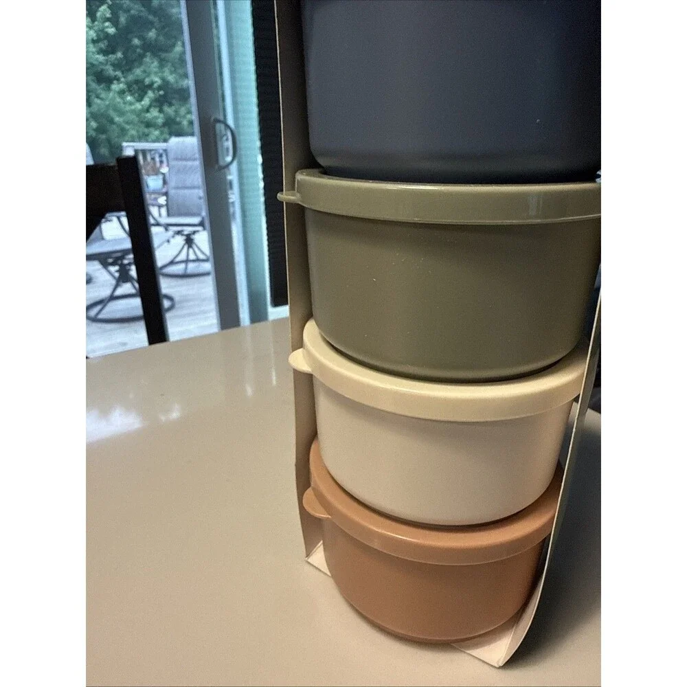 Figmint 4pc Condiment Storage Set BPA-Free Round Snap Lids Microwave/Freezer